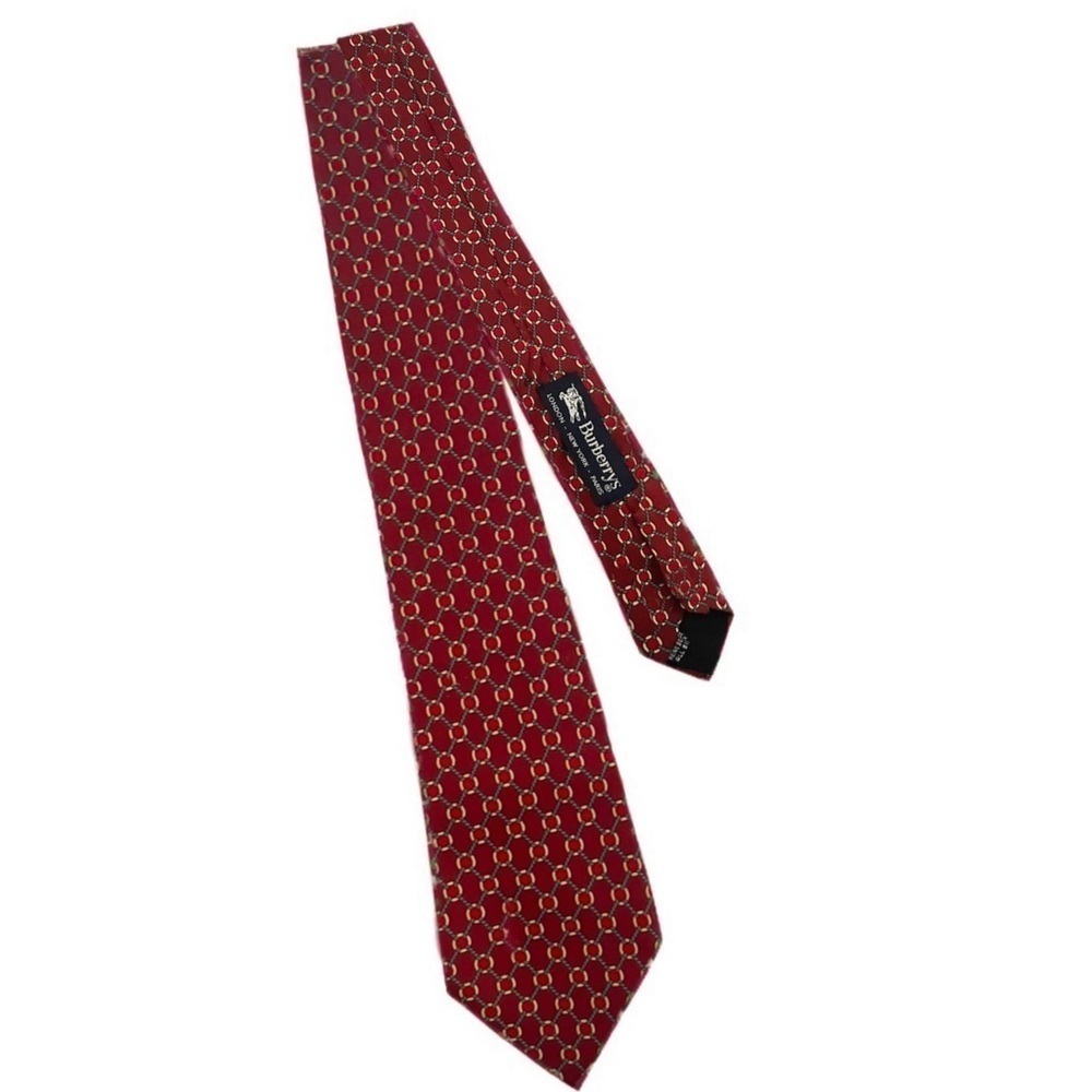 BURBERRY • Burgundy Western Rope Equestrian Silk Classic Tie Made In Italy - Picture 7 of 9